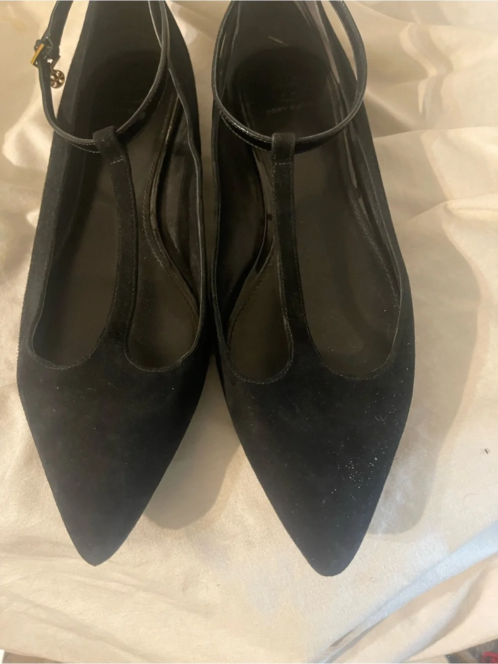 Tory Burch Suede T Strap Flats